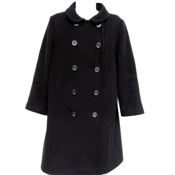 J.Crew Women’s black pea coat with Peter Pan collar Sz 4 soft wool w/satin lined - Picture 1 of 7